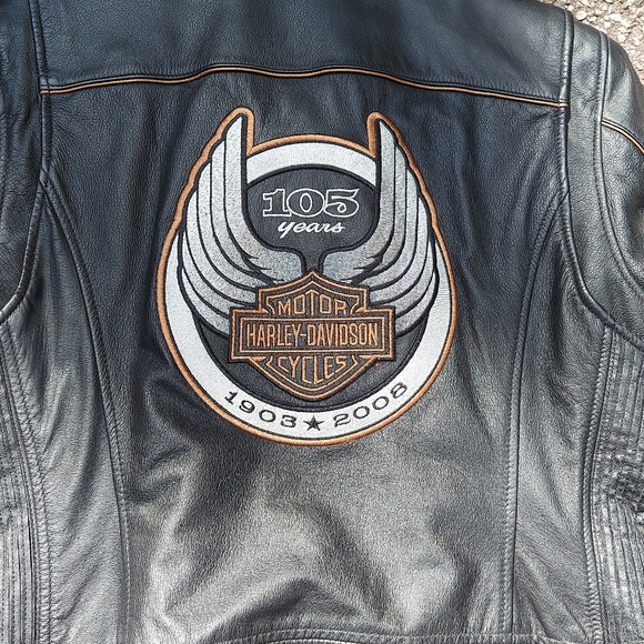 Harley-Davidson Men's Black 105th Anniversary Leather Motorcycle